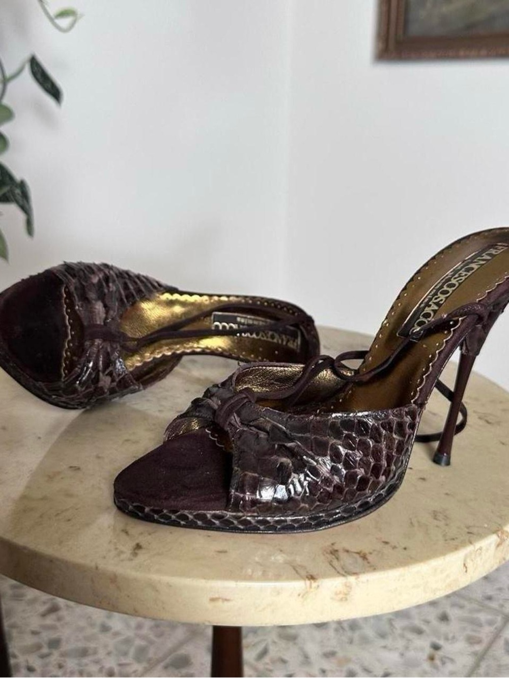 Vintage Francesco sacco 90s early 2000s genuine lizard snake skin leather heels